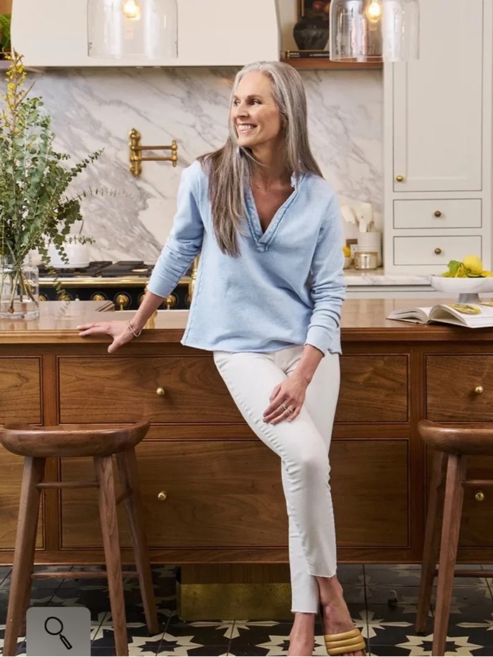 Frank & Eileen • Patrick Popover Henley Triple Fleece cotton terry Mineral Blue - Picture 6 of 11
